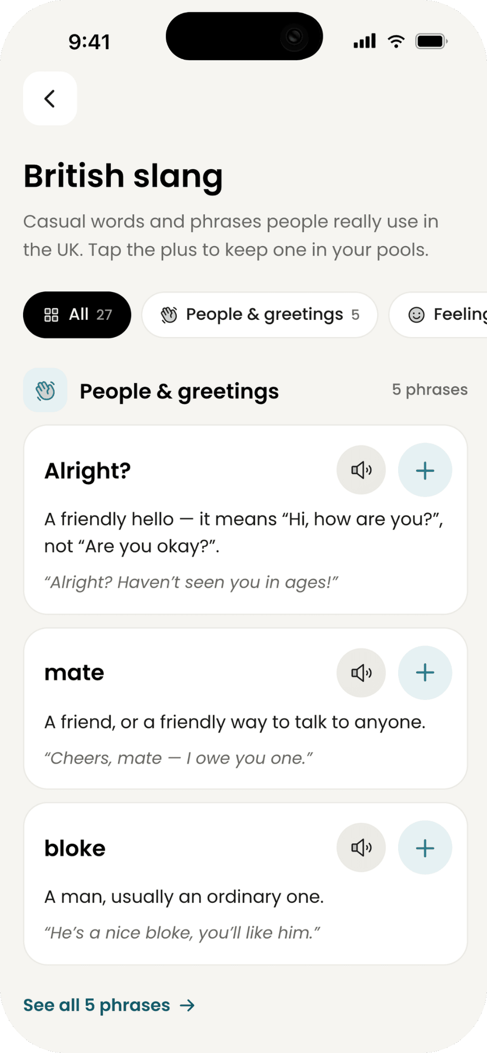 British slang list with Alright?, mate and bloke